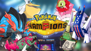 Time de chuva no Pokémon Champions com Pelipper, Mega Swampert, Archaludon, Basculegion, Mega Meganium e Sinistcha em Batalha Dupla